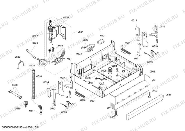 Схема №6 SGS45E08EU с изображением Столешница для посудомоечной машины Bosch 00475022