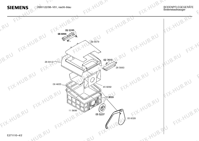 Схема №3 VS91122 SUPER 911 ELECTRONIC с изображением Затвор для электропылесоса Siemens 00285883