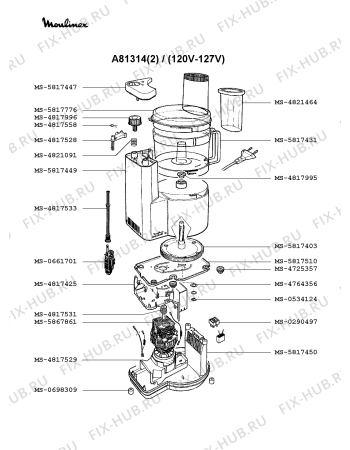 Взрыв-схема кухонного комбайна Moulinex A81314(2) - Схема узла EP000141.8P2