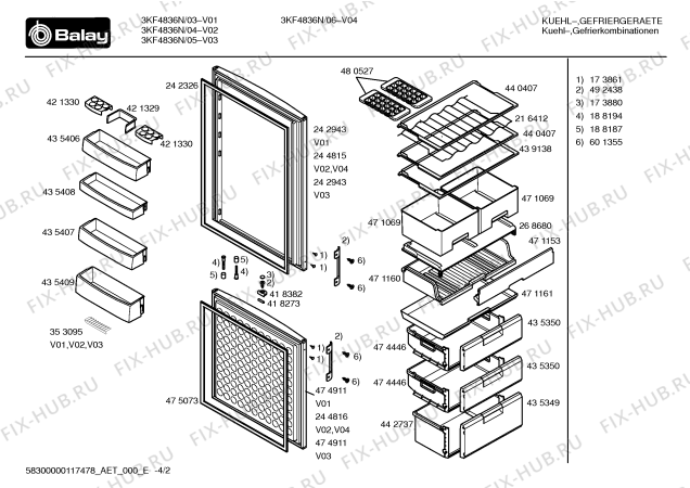 Схема №3 3KF4836N с изображением Дверь для холодильника Bosch 00244815