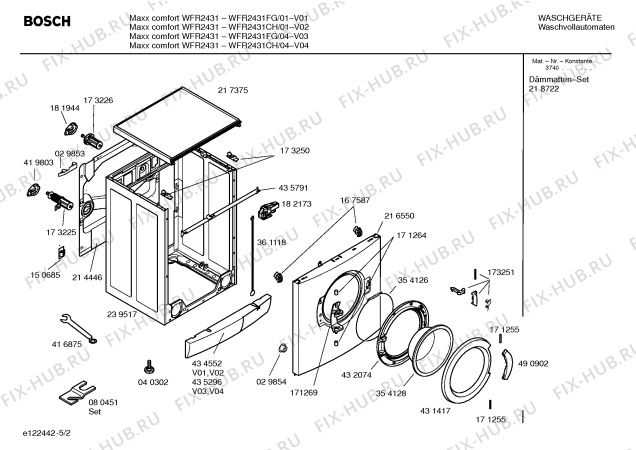 Взрыв-схема стиральной машины Bosch WFR2431CH Maxx comfort WFR2431 - Схема узла 02