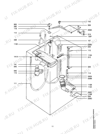 Схема №4 LAVW1238-W с изображением Порошкоприемник (дозатор) для стиральной машины Aeg 1106827007
