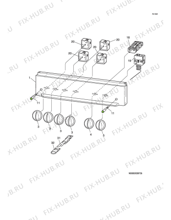 Взрыв-схема комплектующей Husqvarna Electrolux QSG6008 - Схема узла H10 Control Panel