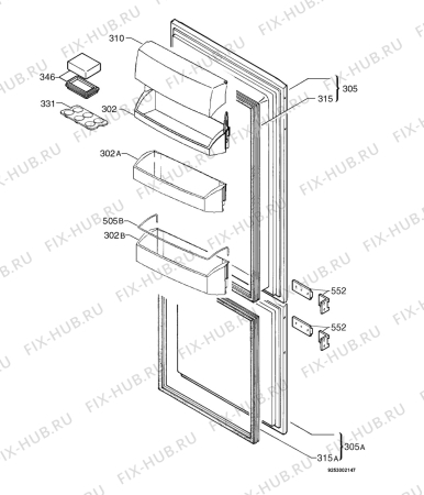 Схема №1 SD81640I с изображением Крышка дверной полки для холодильной камеры Aeg 2272029030