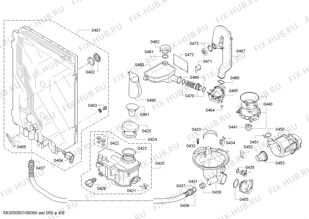 Взрыв-схема посудомоечной машины Bosch SMI63M65EU SuperSilence - Схема узла 04