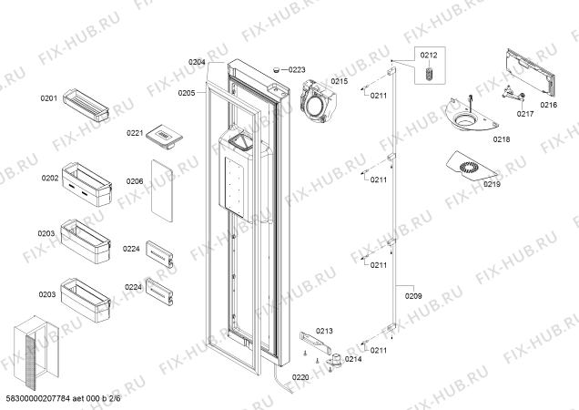 Схема №3 RS295355, Gaggenau с изображением Дверь для холодильника Bosch 00717528
