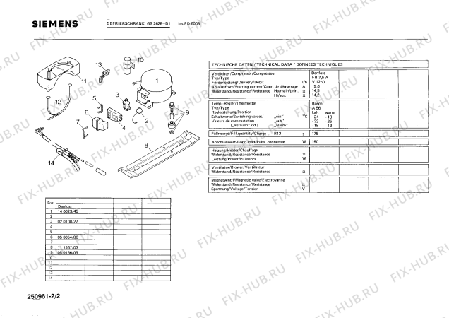 Взрыв-схема холодильника Siemens GS2628 - Схема узла 02