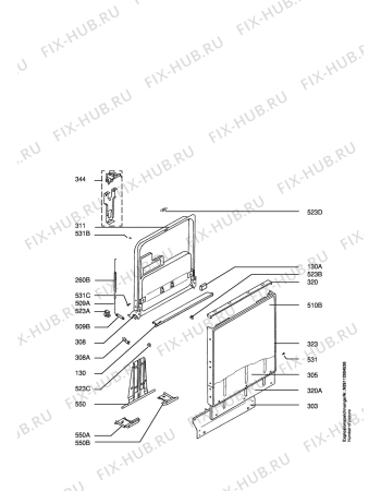 Взрыв-схема посудомоечной машины Aeg Electrolux FAV65080UB - Схема узла Door 003