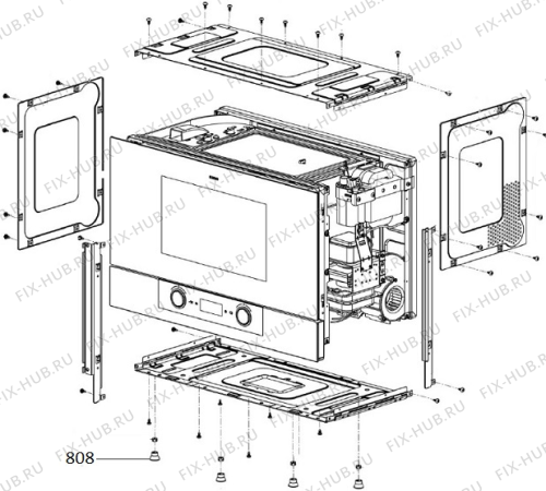 Взрыв-схема микроволновой печи Asko OM8334S (631001) - Схема узла 08