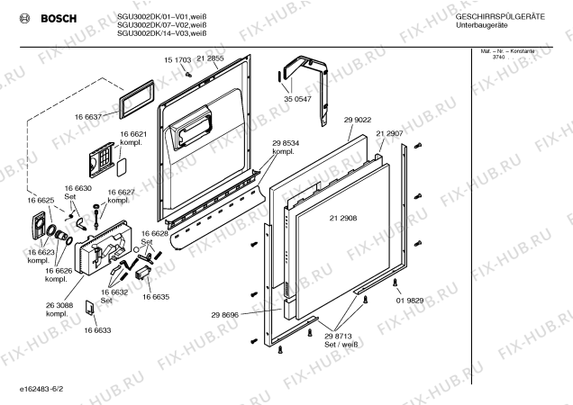 Взрыв-схема посудомоечной машины Bosch SGU3002DK - Схема узла 02