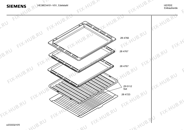 Взрыв-схема плиты (духовки) Siemens HE38E54 - Схема узла 06