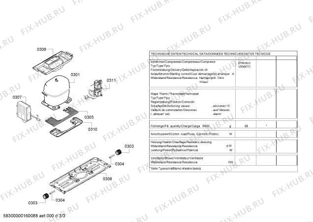 Схема №1 3FSP2465 с изображением Модуль управления, запрограммированный для холодильной камеры Bosch 00658210