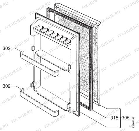 Взрыв-схема холодильника Faure FRT142V - Схема узла Door 003