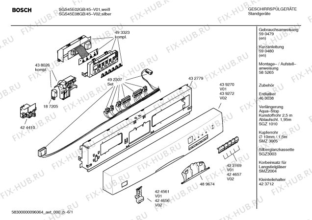 Схема №2 SGI45M15EU с изображением Инструкция по эксплуатации для электропосудомоечной машины Bosch 00590479