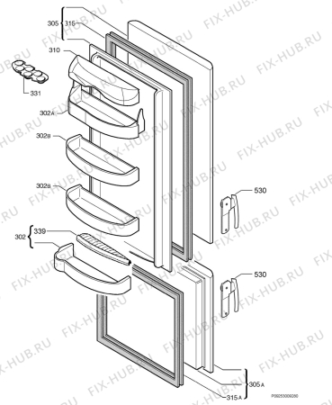 Взрыв-схема холодильника Electrolux ERB3322 - Схема узла Door 003