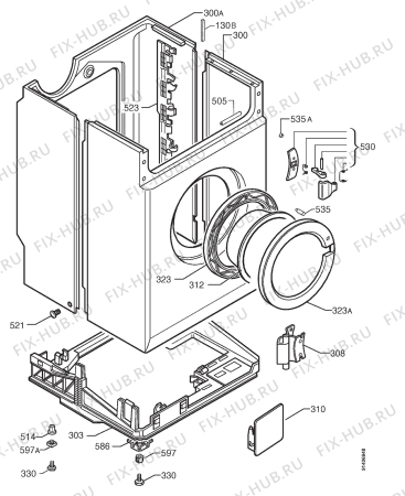 Взрыв-схема стиральной машины Electrolux EW1465F - Схема узла Cabinet + armatures