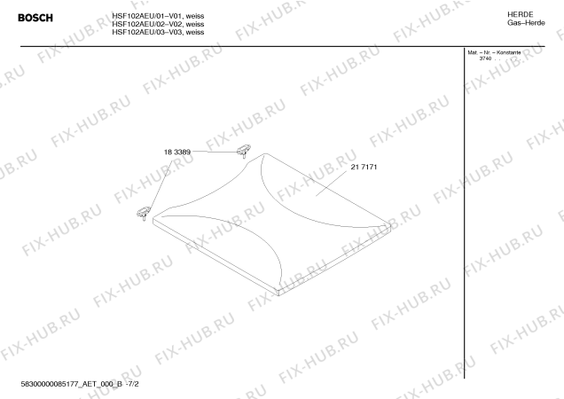 Схема №2 HSF200020E с изображением Пружина для плиты (духовки) Bosch 00418685