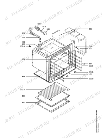 Взрыв-схема плиты (духовки) Aeg Electrolux E41040-6-M - Схема узла Oven