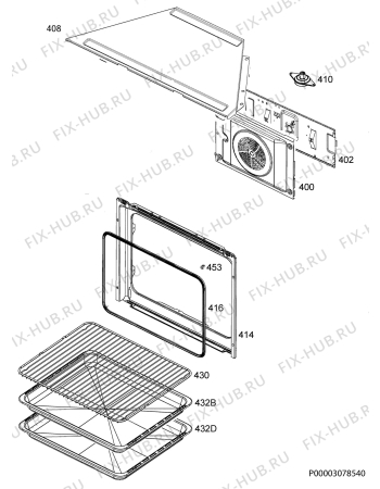 Взрыв-схема плиты (духовки) Electrolux EOB92200BX - Схема узла Oven