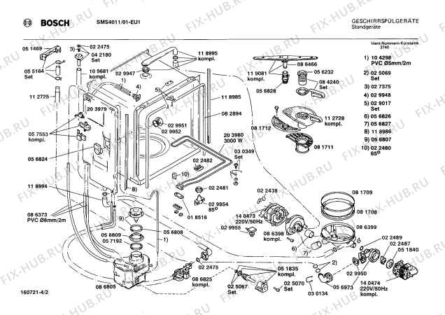 Взрыв-схема посудомоечной машины Bosch SMS4011 - Схема узла 02