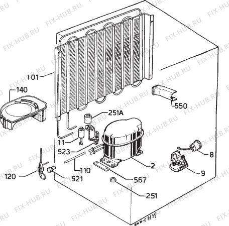 Взрыв-схема холодильника Aeg OEKO S.1646-1TK - Схема узла Cooling system 017