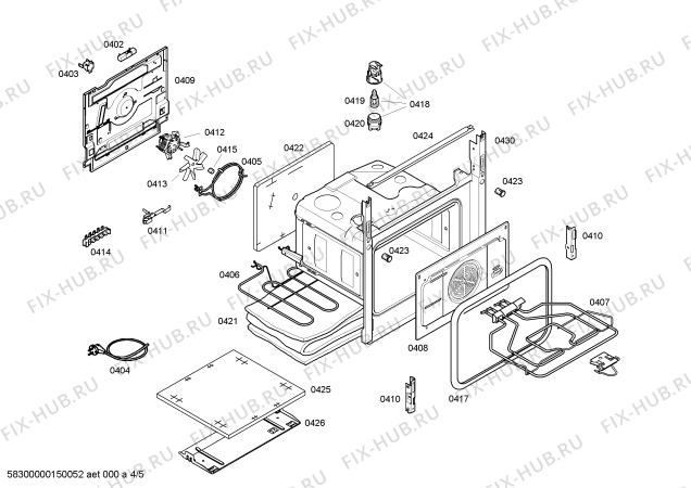 Схема №1 HR52D210T с изображением Кабель для плиты (духовки) Bosch 00621047