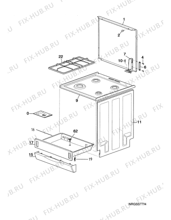 Взрыв-схема плиты (духовки) Electrolux EK6180W1   M.C GAS B - Схема узла Housing 001