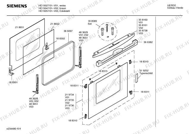 Схема №3 HE15057 с изображением Фронтальное стекло для электропечи Siemens 00219736