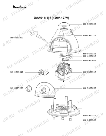 Взрыв-схема блендера (миксера) Moulinex DAA611(1) - Схема узла 5P002718.5P2