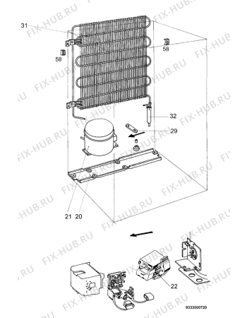 Взрыв-схема холодильника Urania U2025F - Схема узла Cooling system 017