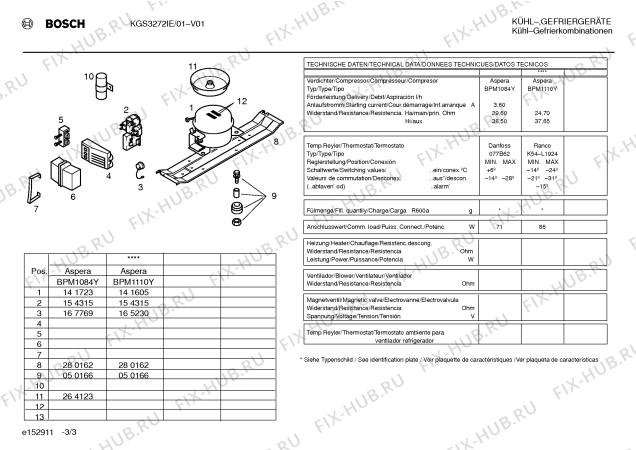 Взрыв-схема холодильника Bosch KGS3272IE - Схема узла 03