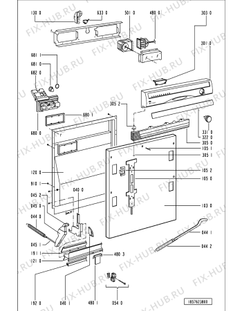 Взрыв-схема посудомоечной машины Indesit ADG734WH2 (F092041) - Схема узла