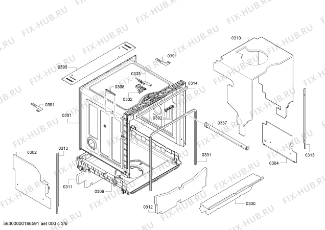 Взрыв-схема посудомоечной машины Bosch SMV40D20RU - Схема узла 03