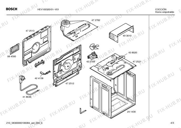 Взрыв-схема плиты (духовки) Bosch HEV100320 - Схема узла 03