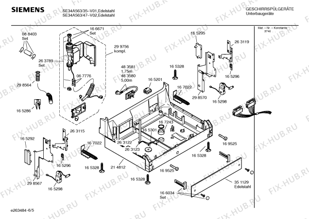 Взрыв-схема посудомоечной машины Siemens SE34A563 - Схема узла 05