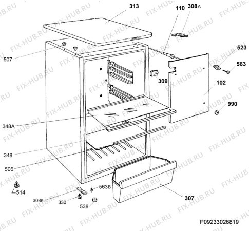 Взрыв-схема холодильника Zanussi ZRA726CW - Схема узла Housing 001