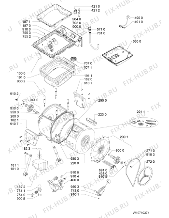 Схема №1 TS 4057 с изображением Обшивка для стиральной машины Whirlpool 481010555716
