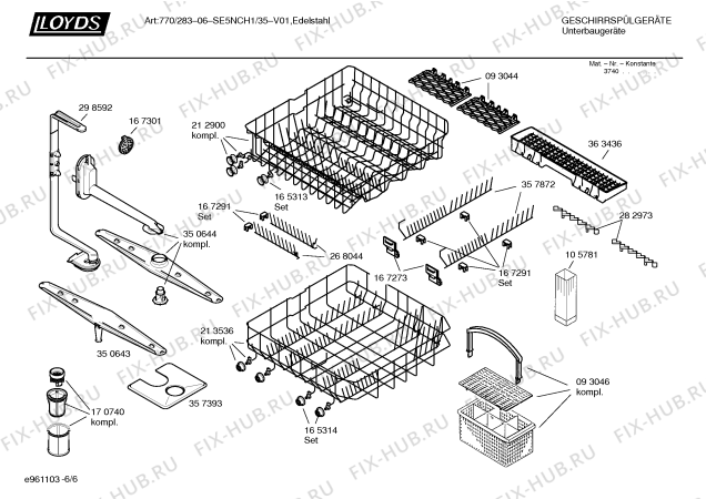 Взрыв-схема посудомоечной машины Lloyds SE5NCH1 Art:770/28306 - Схема узла 06