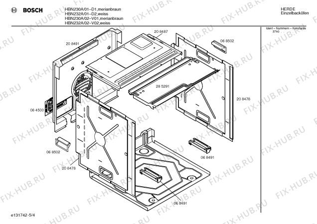 Взрыв-схема плиты (духовки) Bosch HBN230A - Схема узла 04