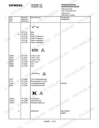 Схема №9 FS343V6 с изображением Инструкция по эксплуатации для телевизора Siemens 00531131