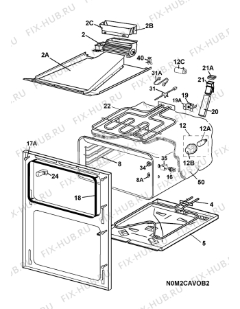 Взрыв-схема плиты (духовки) Husqvarna Electrolux QSG6270W 400V - Схема узла H10 Oven Cavity (small)