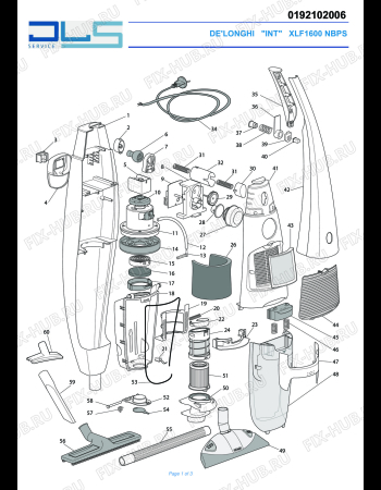 Схема №1 COLOMBINA XLF1600NBPS с изображением Держатель для пылесоса DELONGHI 5319211501