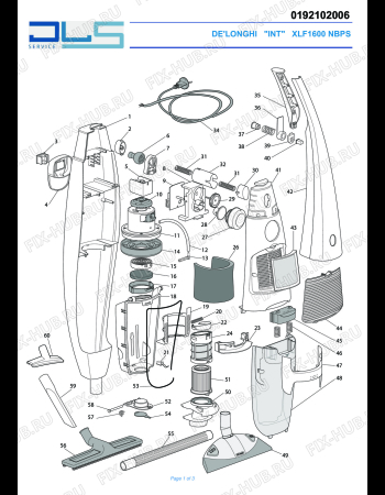 Схема №1 COLOMBINA XLF1600NBPS с изображением Покрытие для мини-пылесоса DELONGHI 5919210331