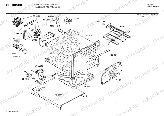Схема №2 HES522DSF с изображением Инструкция по эксплуатации для духового шкафа Bosch 00516115