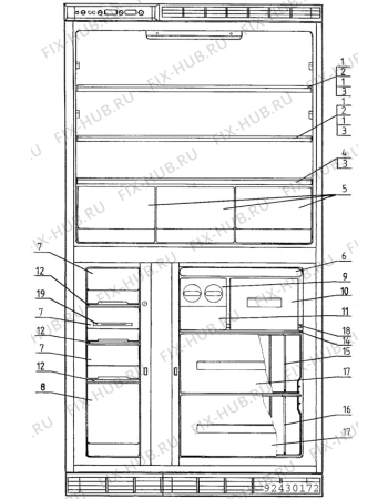 Взрыв-схема холодильника Zanussi ZFC47/12 - Схема узла C10 Interior