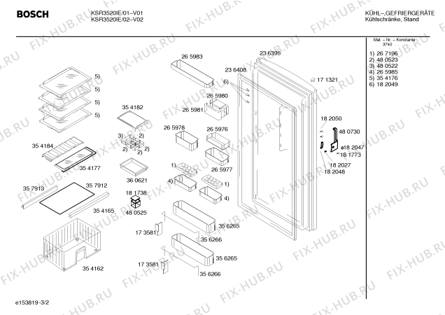 Взрыв-схема холодильника Bosch KSR3520IE - Схема узла 02