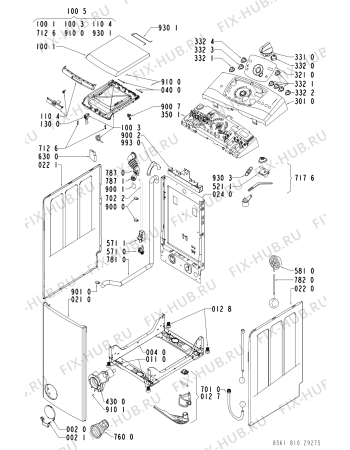 Схема №1 AWA 8107 с изображением Обшивка для стиральной машины Whirlpool 481245212324