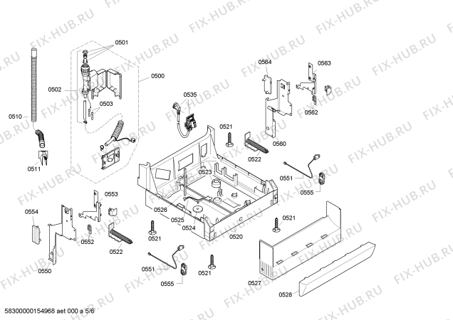 Схема №5 SRS46T52EU с изображением Передняя панель для посудомойки Bosch 00704619