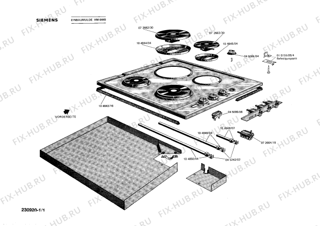 Схема №1 HM6445 с изображением Ручка для плиты (духовки) Siemens 00045084