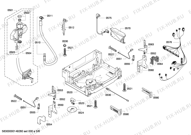 Взрыв-схема посудомоечной машины Bosch SMV50M30EU - Схема узла 05